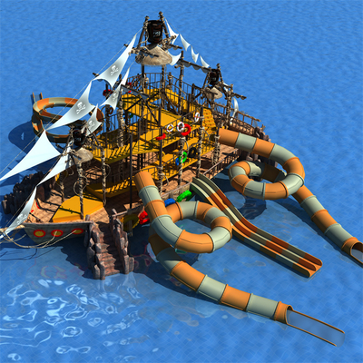 İyi bir fiyat. Su Kaya Parkları için Beton Gövdeli, Özelleştirilmiş Korsan Gemisi Şeklinde Aqua Park Kaydırağı Fiberglas Su Oyun Alanı çevrimiçi