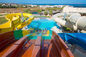 Otel 6m Yüzme Havuzu Su Kaydırağı Seti Statik Proof Fiberglas Özel Renk