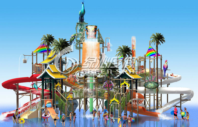 Steel Aquatic Play Structure Fiberglass Slide Water Park for Commercial Park Play Equipment