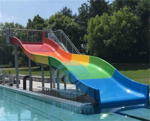İyi bir fiyat. Aqua Park İçin Çocuk Gökkuşağı Renkli Fiberglas Aile Geniş Slayt çevrimiçi