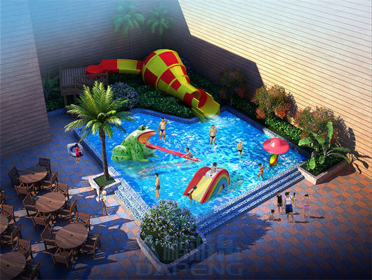 Anti UV Aqua Park Oyun Alanı Sprey Parkı Fiberglas Aile Su Kaydırakları