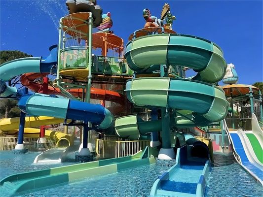 OEM Su Eğlence Parkı Ekipmanı Renkli Cam Lifi Kaydırma Seti