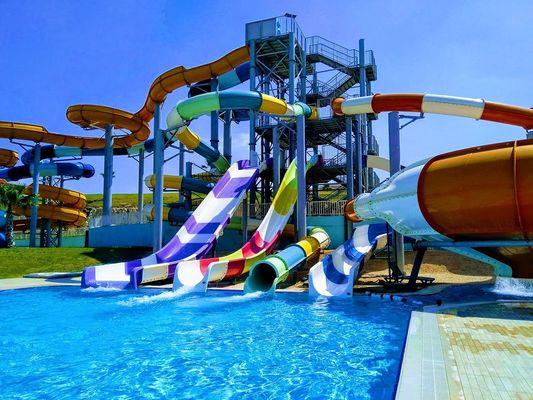 Su Eğlence Parkı Açık Yüzme Havuzu Çocuk Oyun Alanı Fiberglass Kaydırma