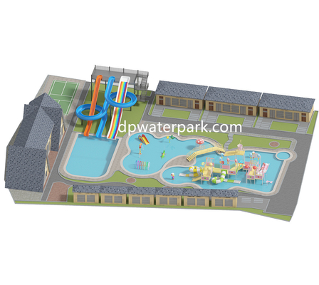 İyi bir fiyat. Hotel Aqua Park Design Fiberglass Water Play Equipment  Customized Resort Water Park Slides With Kids Play House çevrimiçi