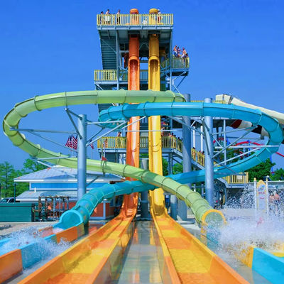 İyi bir fiyat. Customized Colorful Fiberglass Water Park Slide Ending with Pool for Resort Hotels çevrimiçi