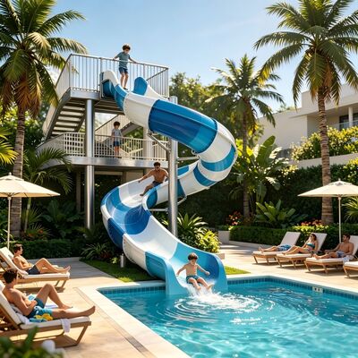 Yüksek Kalite Spiral Açık Cam Elyaflı Yüzme Havuzu Resort ve Su Parkı Projesi için Su Kaydırma