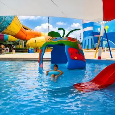Apple Theme Su Parkı Splash Pad Kid Yüzme Havuzu Cam Elyafı Konum Tasarımı Satış İçin