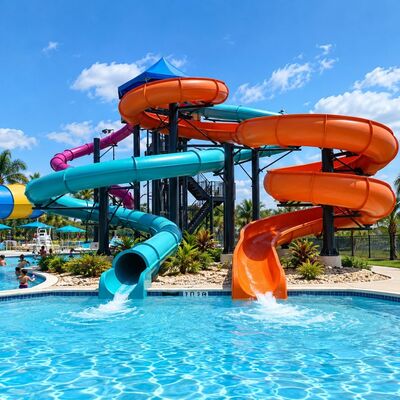 Kalite Özel Spiral Su Kaydırma Kombine Fiberglass Hotel Konut Yüzme Havuzu için Fabrika